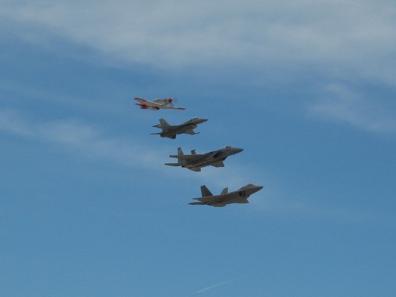 IMG_0046a Cool Heritage Flight.  P-51, F-15, F-16 & F-22